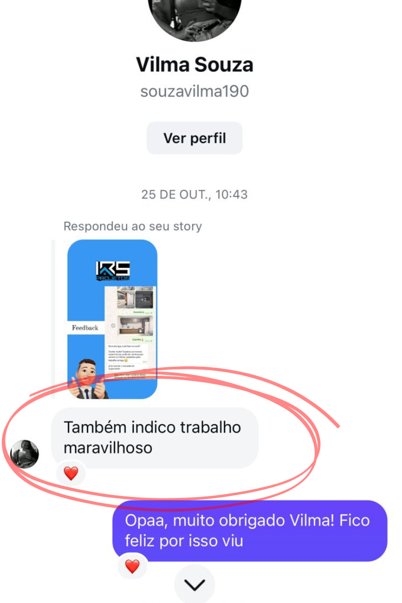 Feedback da Vilma Souza - 'Também indico trabalho maravilhoso'